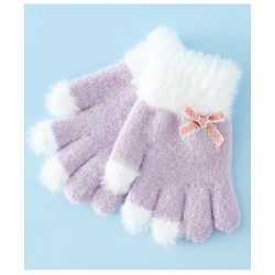 Babyhug Gloves With Bow Applique - PInk