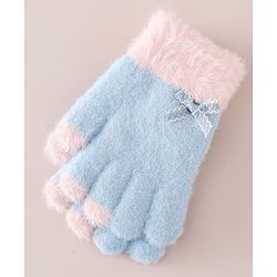 Babyhug Gloves With Bow Applique - PInk