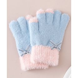 Babyhug Gloves With Bow Applique - PInk