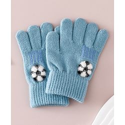 Babyhug Gloves With Football Applique - Blue