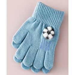 Babyhug Gloves With Football Applique - Blue