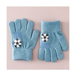 Babyhug Gloves With Football Applique - Blue