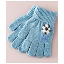 Babyhug Gloves With Football Applique - Blue