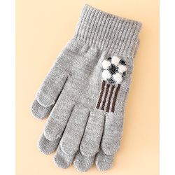 Babyhug Gloves With Football Applique - Blue
