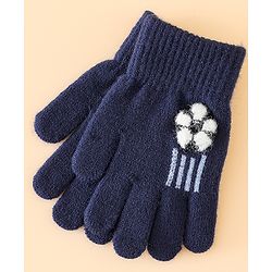 Babyhug Gloves With Football Applique - Blue