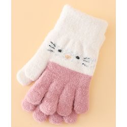 Babyhug Gloves With Cat Design - Pink