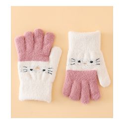 Babyhug Gloves With Cat Design - Pink