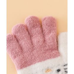 Babyhug Gloves With Cat Design - Pink
