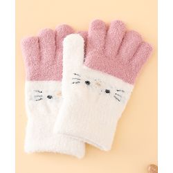 Babyhug Gloves With Cat Design - Pink