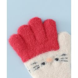 Babyhug Gloves With Cat Design - Pink
