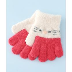 Babyhug Gloves With Cat Design - Pink