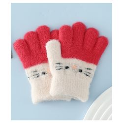 Babyhug Gloves With Cat Design - Pink