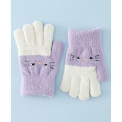 Babyhug Gloves With Cat Design - Pink