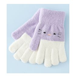 Babyhug Gloves With Cat Design - Pink