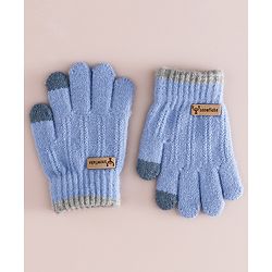Babyhug Gloves With Cable Knit Design - Blue