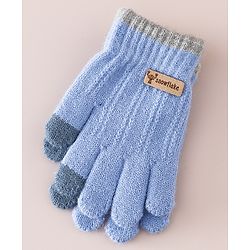 Babyhug Gloves With Cable Knit Design - Blue