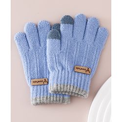 Babyhug Gloves With Cable Knit Design - Blue