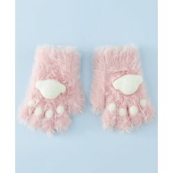 Babyhug Gloves With Paw Applique - Pink