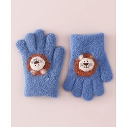 Babyhug Gloves with Bear Applique - Blue