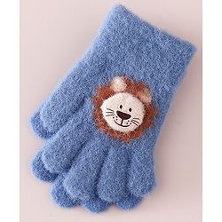 Babyhug Gloves with Bear Applique - Blue