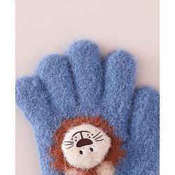 Babyhug Gloves with Bear Applique - Blue