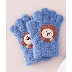 Babyhug Gloves with Bear Applique - Blue