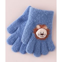Babyhug Gloves with Bear Applique - Blue