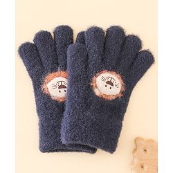 Babyhug Gloves with Bear Applique - Blue