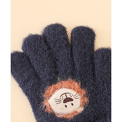 Babyhug Gloves with Bear Applique - Blue