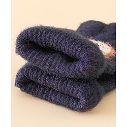 Babyhug Gloves with Bear Applique - Blue