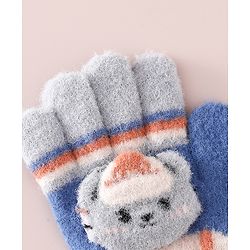 Babyhug Gloves With Bear Applique - Blue