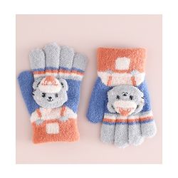 Babyhug Gloves With Bear Applique - Blue