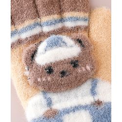 Babyhug Gloves With Bear Applique - Blue