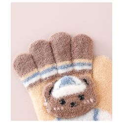 Babyhug Gloves With Bear Applique - Blue