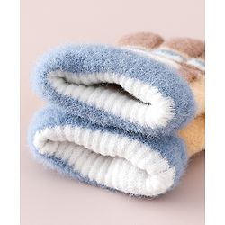 Babyhug Gloves With Bear Applique - Blue