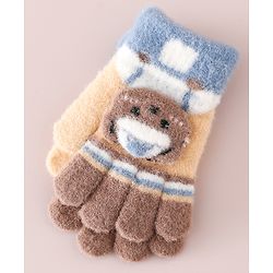 Babyhug Gloves With Bear Applique - Blue