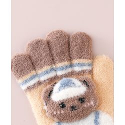 Babyhug Gloves With Bear Applique - Blue