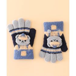 Babyhug Gloves With Bear Applique - Blue