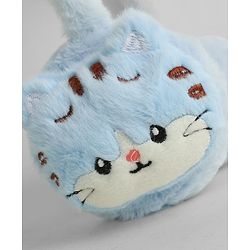 Babyhug Ear Muffs with Kitten Applique - Blue