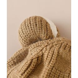 Babyhug Woollen Cap With Pom Pom Brown - Diameter 15 cm