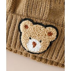 Babyhug Woollen Cap With Pom Pom Brown - Diameter 15 cm