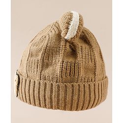 Babyhug Woollen Cap With Pom Pom Brown - Diameter 15 cm