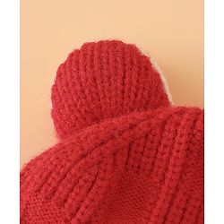 Babyhug Woollen Cap With Pom Pom Brown - Diameter 15 cm