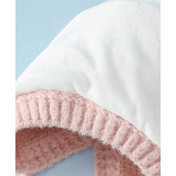Babyhug Woollen Cap with Knot and Bear Face & Applique Pink - Diameter 17 cm