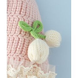 Babyhug Woollen Cap With Floral Applique & Frill Detailing Off White - Diameter 9 cm