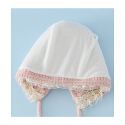 Babyhug Woollen Cap With Floral Applique & Frill Detailing Off White - Diameter 9 cm