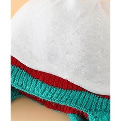 Babyhug Woollen Cap with Pom Pom & Reindeer Applique in Red - Diameter 17.5 cm