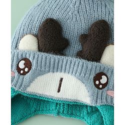Babyhug Woollen Cap with Pom Pom & Reindeer Applique in Red - Diameter 17.5 cm