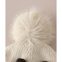 Babyhug Woollen Cap with Pom Pom & Reindeer Applique in Red - Diameter 17.5 cm