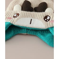 Babyhug Woollen Cap with Pom Pom & Reindeer Applique in Red - Diameter 17.5 cm